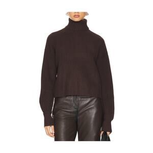 Good American Ribbed Brown Heavy Cozy Turtleneck Sweater Size XS